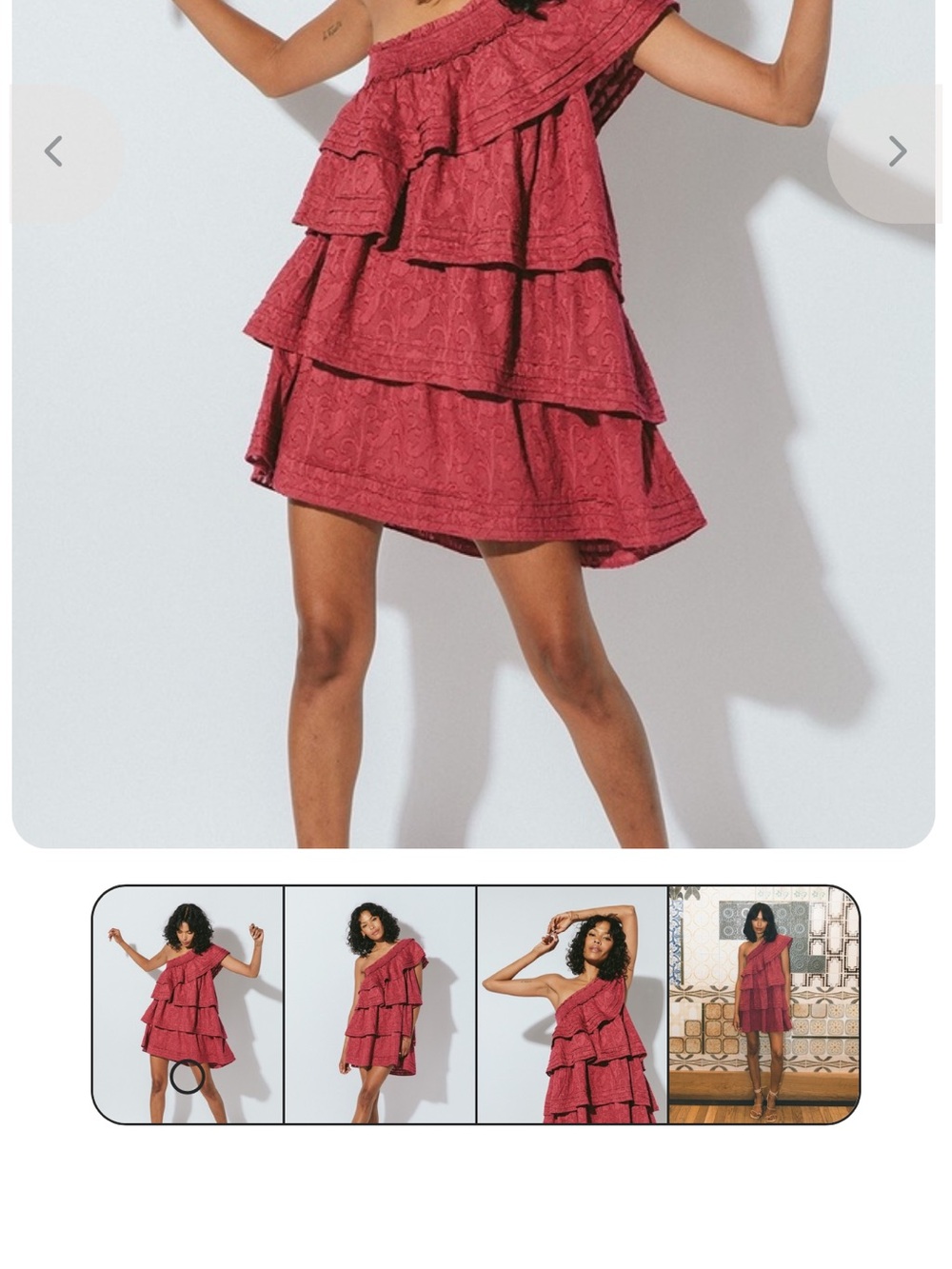 Cleobella One-Shoulder Tiered Dress - Wine